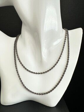 Milor Italy Dark Sterling Silver Rope Necklace – 28” Adjustable – 17g – 925